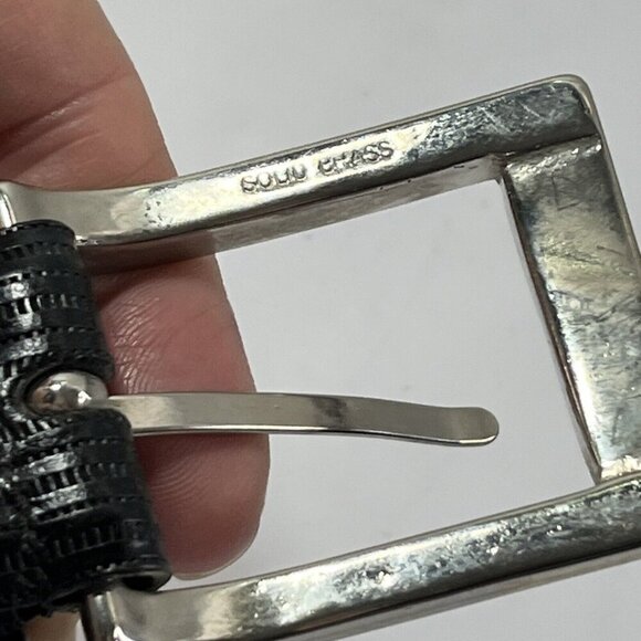 Tulliani Black Italian Saddle Leather Lizard Embossed Black Belt Sz 44 B… - Picture 6 of 9